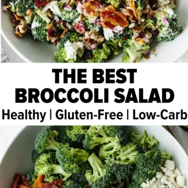 Fresh broccoli salad with colorful vegetables and dressing