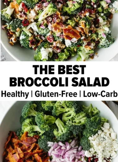 Fresh broccoli salad with colorful vegetables and dressing