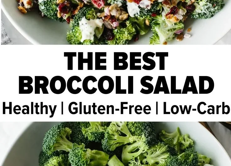 Fresh broccoli salad with colorful vegetables and dressing
