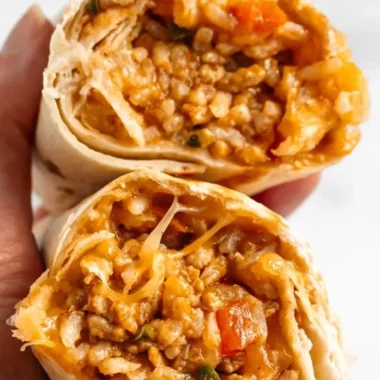 Delicious cheesy chicken burritos wrapped in golden tortillas