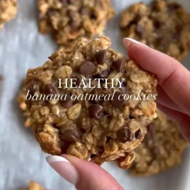 Chocolate chip banana oatmeal cookies on a plate, fresh and delicious.
