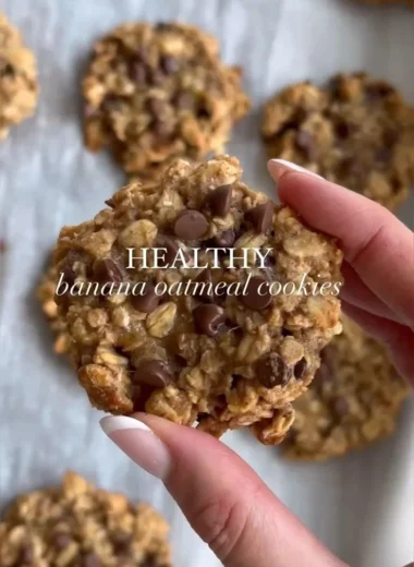 Chocolate chip banana oatmeal cookies on a plate, fresh and delicious.