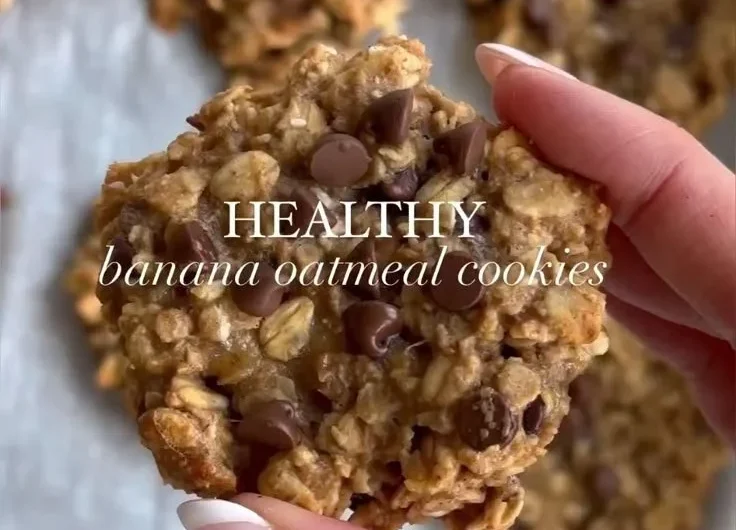 Chocolate chip banana oatmeal cookies on a plate, fresh and delicious.
