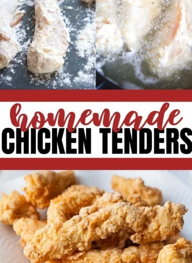 Crispy fried chicken tenders served with dipping sauce