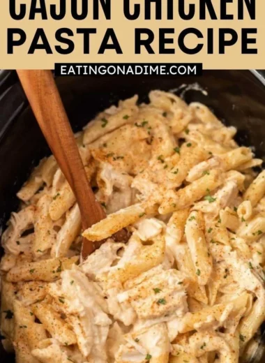 Delicious Crock Pot Cajun Chicken Pasta served on a plate
