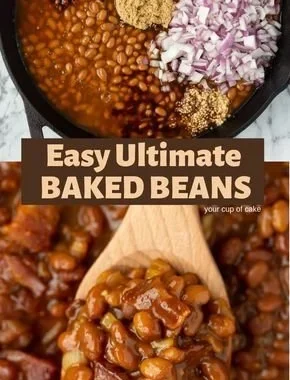 Delicious plate of ultimate baked beans ready to serve
