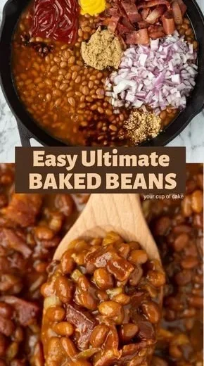Delicious plate of ultimate baked beans ready to serve