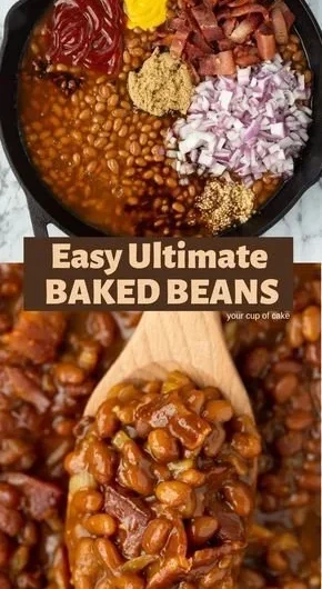 Delicious plate of ultimate baked beans ready to serve
