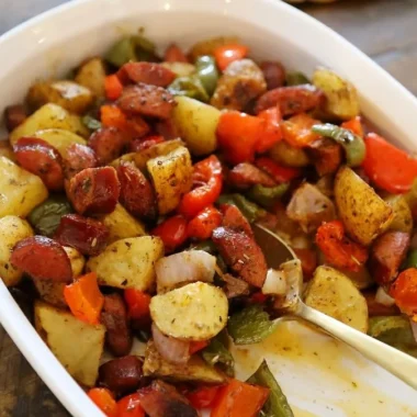 One-Pan Roasted Sausage with Peppers and Potatoes meal