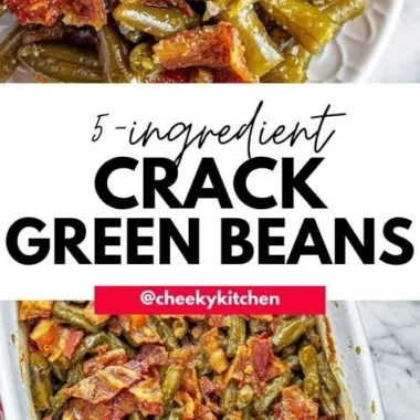 Simple green bean side dish served on a plate with seasoning.
