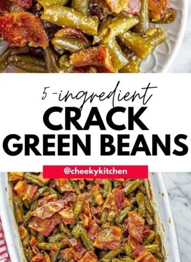 Simple green bean side dish served on a plate with seasoning.
