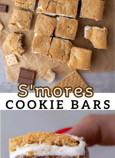 Delicious S'mores Cookie Bars with marshmallows, chocolate, and graham crackers