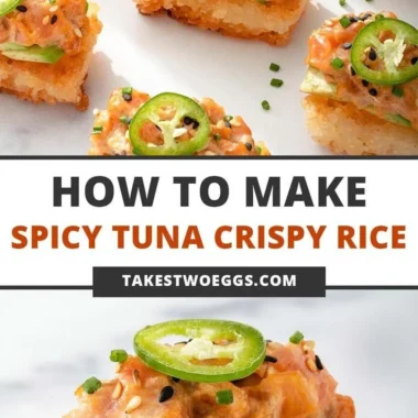 Spicy Tuna Crispy Rice Appetizer with vibrant toppings and crispy base.