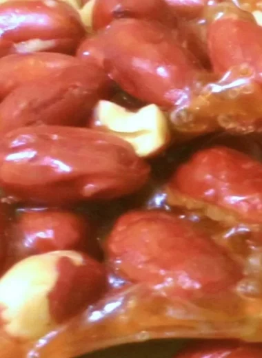 Delicious homemade peanut brittle served in a bowl