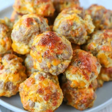 Delicious Bisquick sausage balls served on a plate
