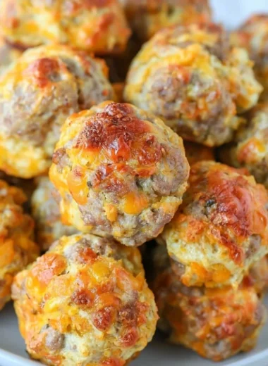 Delicious Bisquick sausage balls served on a plate