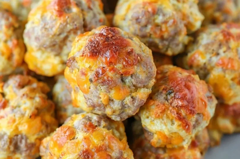 Delicious Bisquick sausage balls served on a plate
