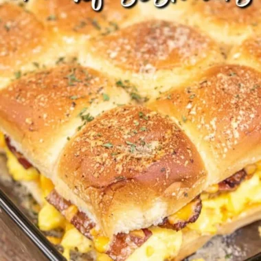 Delicious Crack Breakfast Sliders filled with eggs, cheese, and sausage