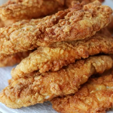 Crispy golden-brown chicken tenders served with dipping sauce