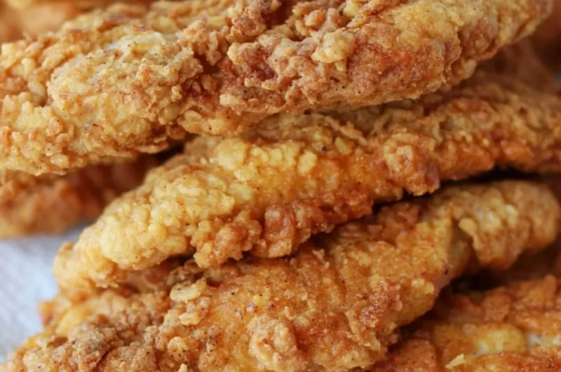Crispy golden-brown chicken tenders served with dipping sauce