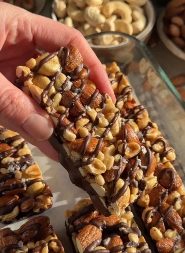 Dark Chocolate and Sea Salt Nut Bars, a nutritious snack packed with nuts and flavor