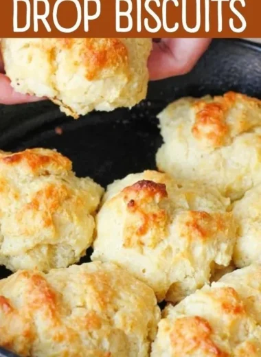 Plate of fluffy, golden easy drop biscuits fresh out of the oven