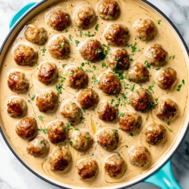 Delicious homemade IKEA meatballs served with creamy sauce