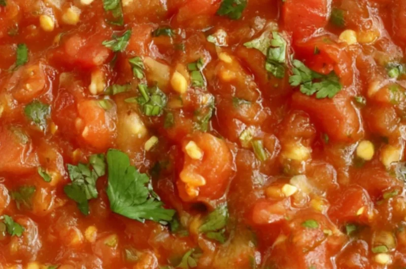 Bowl of homemade smoked salsa with fresh ingredients and tortilla chips