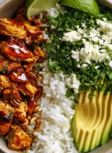 Delicious Honey Lime Chicken served with Avocado Rice for a healthy dinner.