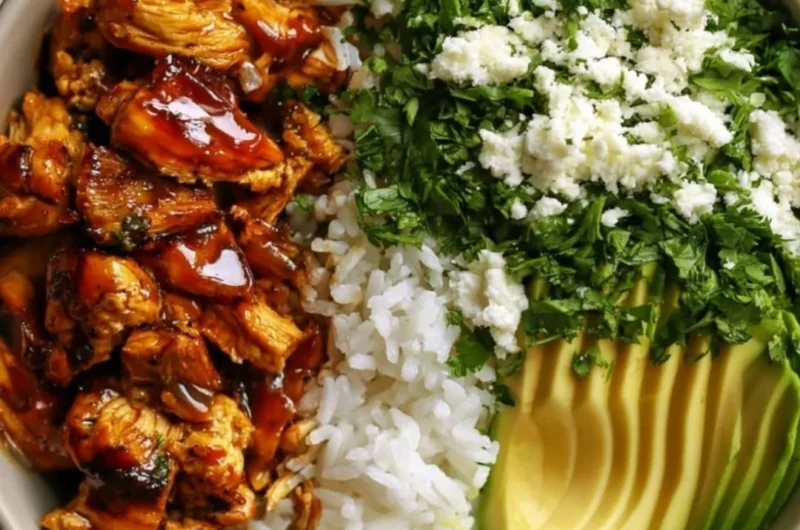 Delicious Honey Lime Chicken served with Avocado Rice for a healthy dinner.