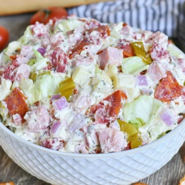 Delicious Italian Hoagie Dip served with crispy bread for dipping