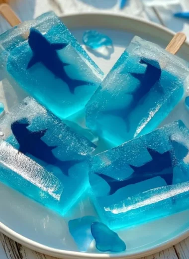 Colorful Jiggly Shark Pops perfect for summer parties