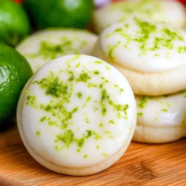 Plate of Key Lime Meltaway Cookies dusted with powdered sugar
