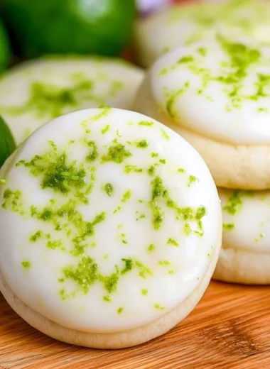 Plate of Key Lime Meltaway Cookies dusted with powdered sugar