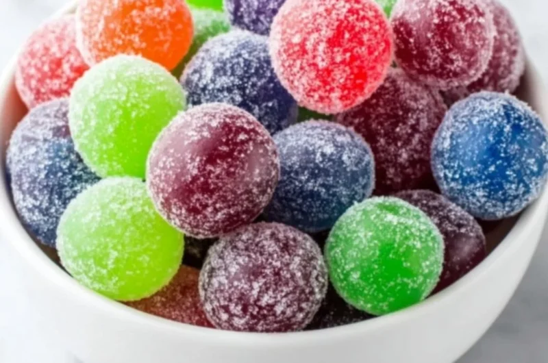 Delicious Kool-Aid Grapes coated in vibrant flavored powder.