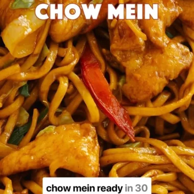 Delicious Simple Chicken Chow Mein served in a bowl with colorful vegetables