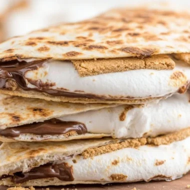 Delicious S'mores Tortilla filled with chocolate, marshmallows, and graham crackers