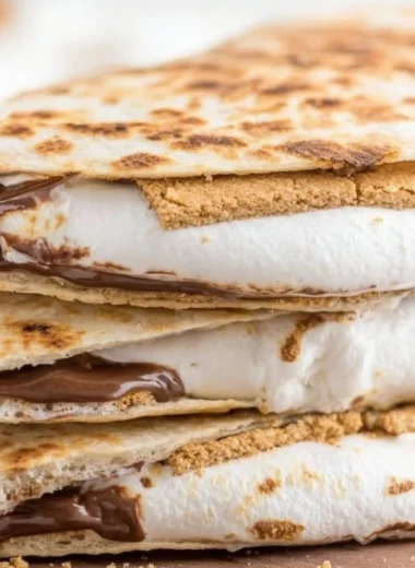 Delicious S'mores Tortilla filled with chocolate, marshmallows, and graham crackers