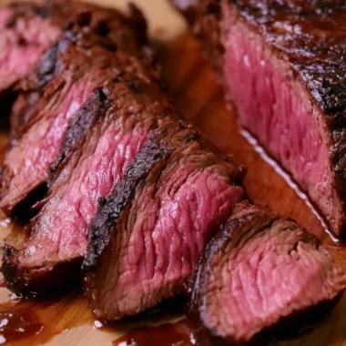 Delicious steak marinated in a flavorful homemade marinade.