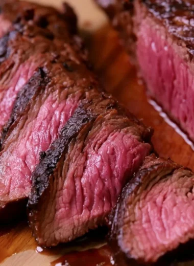 Delicious steak marinated in a flavorful homemade marinade.