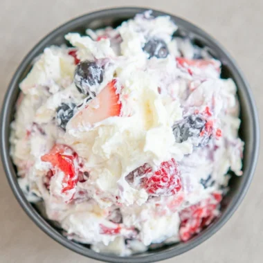 Ultimate cheesecake salad with fresh fruits and creamy dressing