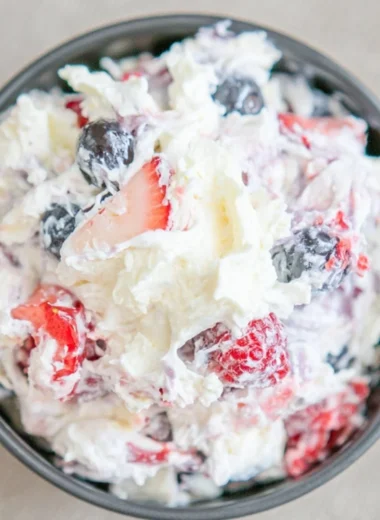 Ultimate cheesecake salad with fresh fruits and creamy dressing