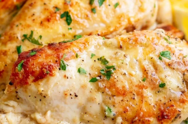 Delicious air fryer juicy chicken breasts ready to be served