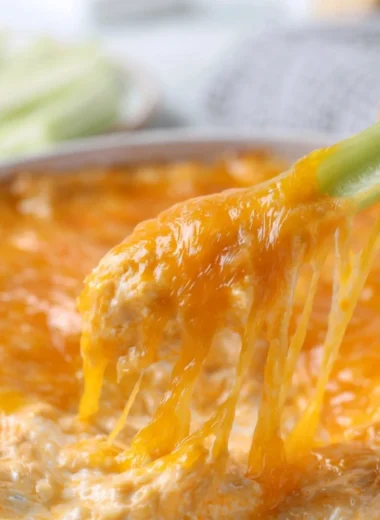 Bowl of creamy Buffalo Chicken Dip served with tortilla chips