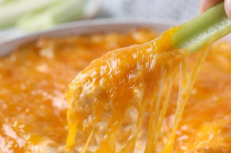 Bowl of creamy Buffalo Chicken Dip served with tortilla chips