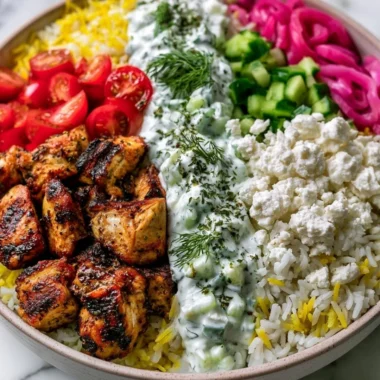 Cozy Mediterranean Lemon-Dill Chicken Bowl featuring fresh ingredients.