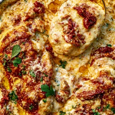 Delicious Crock Pot Marry Me Chicken served with herbs and creamy sauce.