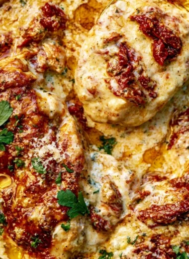 Delicious Crock Pot Marry Me Chicken served with herbs and creamy sauce.