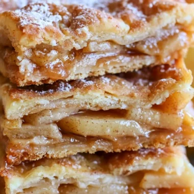 Delicious apple cinnamon sheet cake topped with icing on a rustic table.