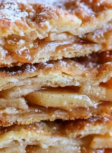 Delicious apple cinnamon sheet cake topped with icing on a rustic table.